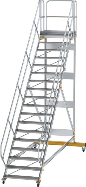 Produktbild Munk Plattformtreppe 45° fahrbar Stufenbreite 1000mm 19 Stufen Aluminium geriffelt (Plattformleiter, 100 cm)