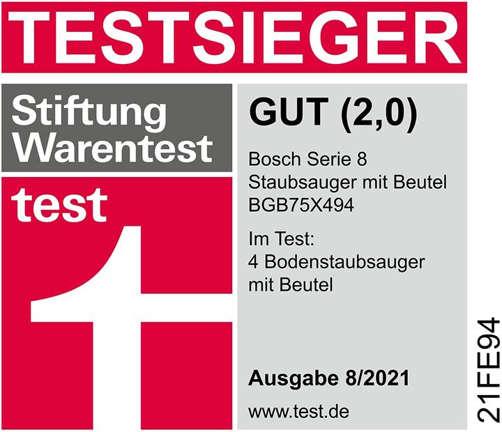 Actual product image Bosch Hausgeräte Series 8 Vacuum cleaner with bag BGB75X494