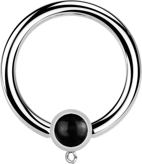 Immagine prodotto Star Piercing Micro Closure Ring silber mit Zylinder schwarzer Onyx Stein Ring für Anhänger (Acciaio chirurgico 316L)