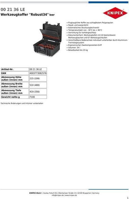 Actual product image Knipex Tool Case Robust34 (1 pieces)