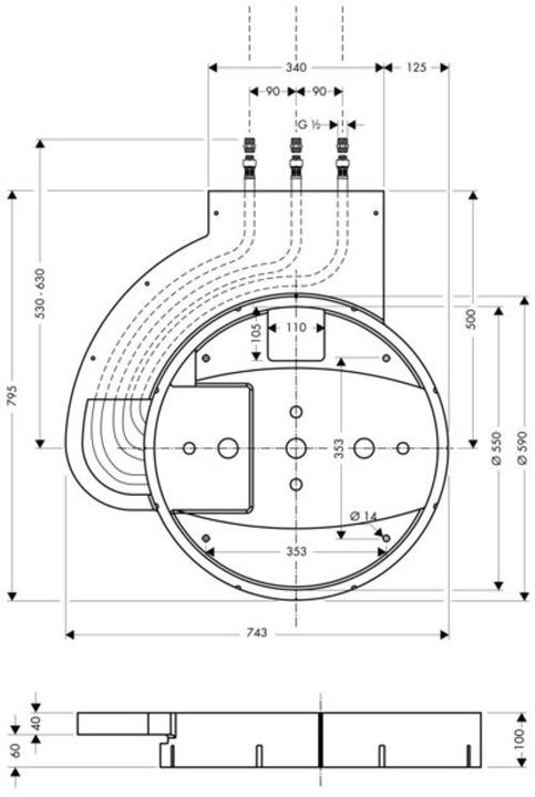 Produktbild hansgrohe HG Grundkörper RAINDANCE RAINMAKER für Kopfbrause 600 3jet