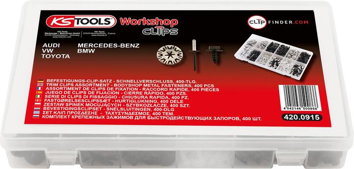 Immagine prodotto KS Tools Set di clip di fissaggio - sgancio rapido, 400 pezzi.