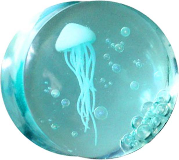 Star Piercing Flared Plug Qualle Epoxy grün (ohne Messing, Organisch)