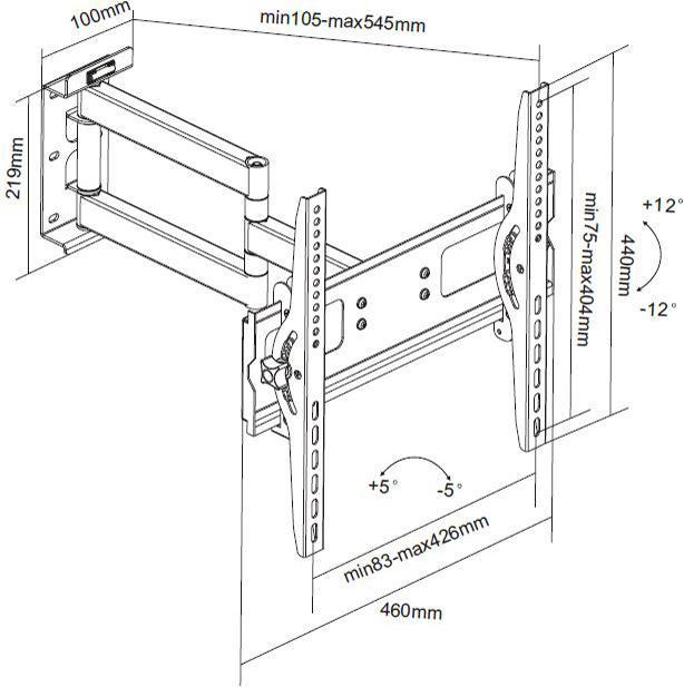 Produktbild VCM Morgenthaler WS200 TV-Wandhalterung 61,0 cm (24" 127,0 cm (50" Neigbar+S (Wand, 75", 40 kg)