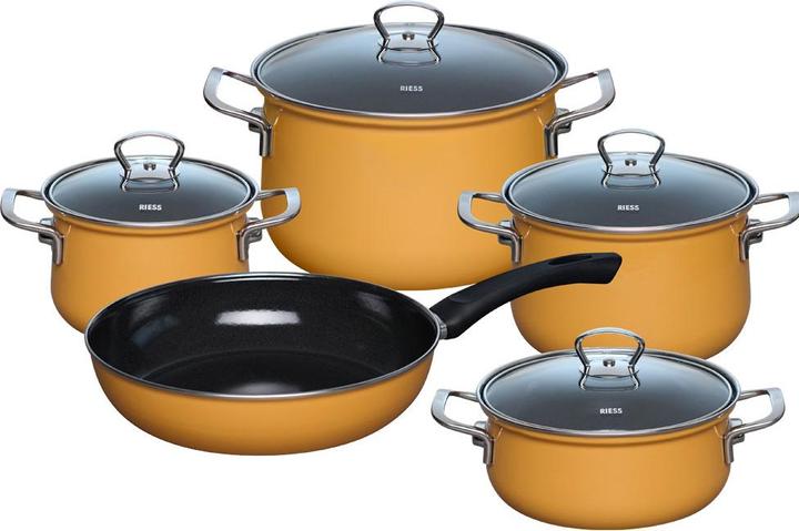 Immagine prodotto Riess Pentole smaltate, set di pentole 5 pezzi ARANCIONE 0558-113 (Set di pentole e padelle da cucina, Smalto)