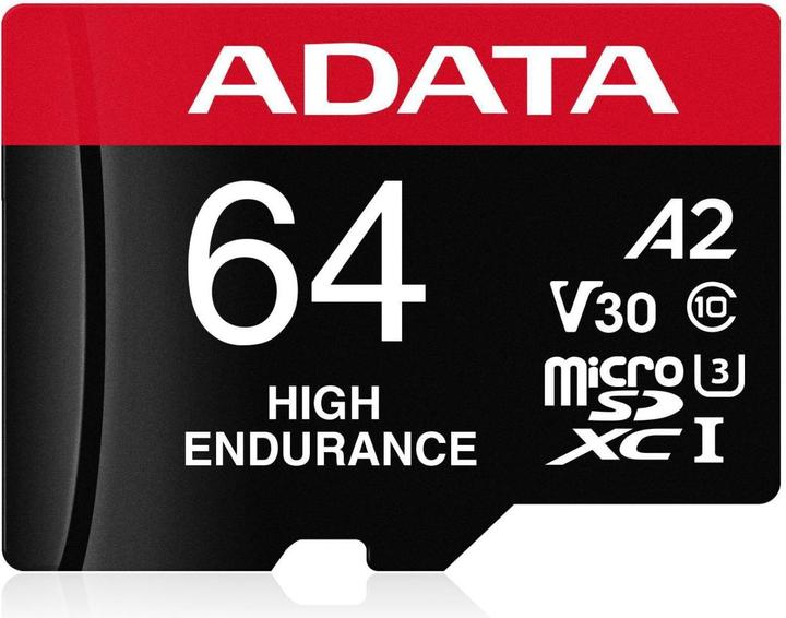 Image du produit Adata Carte microSDXC haute endurance 64 Go (64 Go, microSDXC, U3, UHS-I)