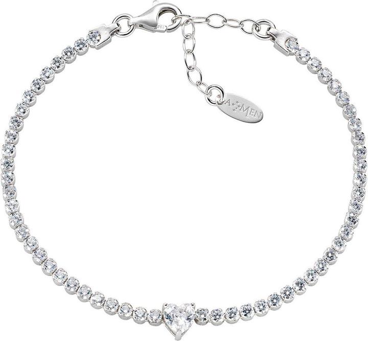 Amen Heart Tennis Armband (19 cm, Silber 925)