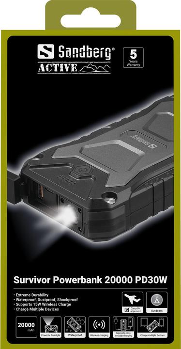 Produktbild Sandberg Survivor (20000 mAh, 30 W, 74 Wh)