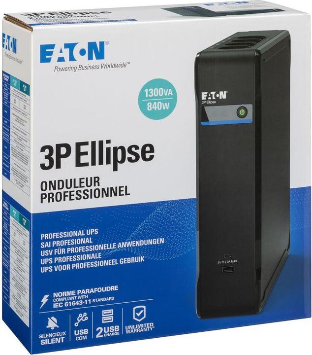 Immagine prodotto Eaton USV 3P1300UI 1300VA 840W USB IEC (1.30 VA, 840 W, Standby UPS)