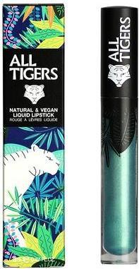 Actual product image All Tigers Steal The Show Metallic Green Liquid Lipstick - Long Lasting, Matt, Vegan & Natural - 989 - With Bio