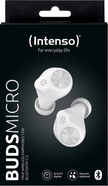 Image du produit Intenso Buds Micro - TWS True Wireless Headphones T200 avec mode jeu et jusqu'à 25 heures de lecture de (6.50 h, Sans fil)