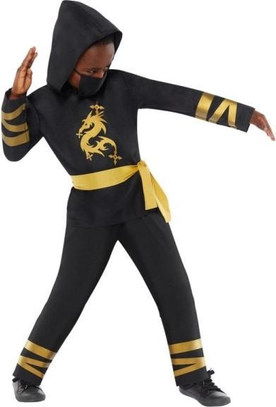 Produktbild Amscan Ninja Dragon Krieger Kinderkostüm schwarz-gold