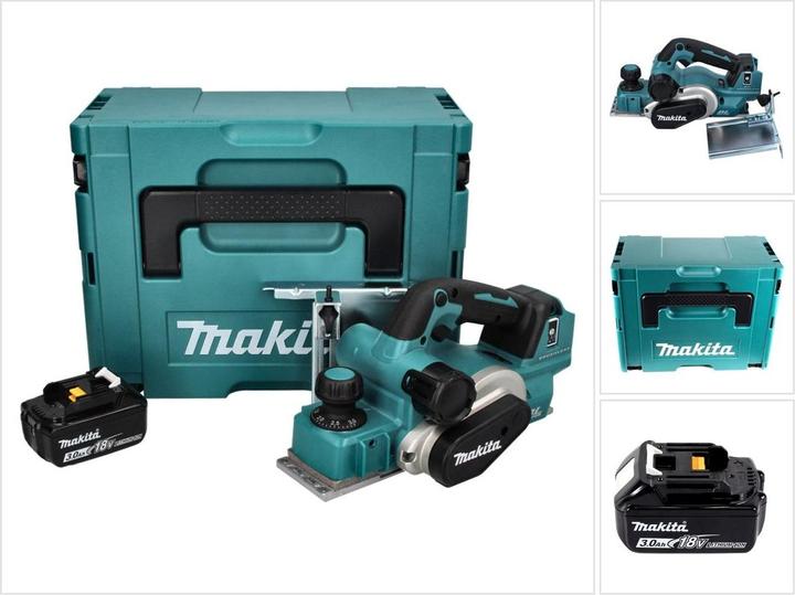 Makita DKP 181 F1J Akku Hobel Falzhobel 82 mm 18 V Brushless + 1x Akku 3,0 Ah + Makpac - ohne Ladege