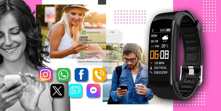 Image du produit Giewont Fit&GO Duo GW200-4 Smartband - Noir + Bracelet Think Pink