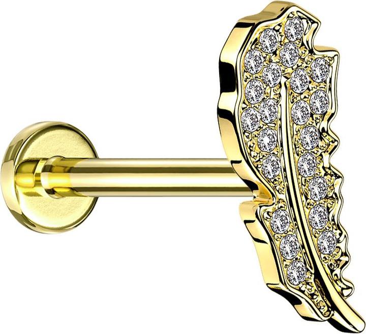 Immagine prodotto Star Piercing Micro Labret filo interno placcato oro cristalli a foglia argento (Ottone)