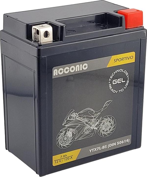 Actual product image Acconic Sportivo GEL YTX7L-BS Motorradbatterie 7Ah 12V (DIN 50614) (12 V, 7 Ah)