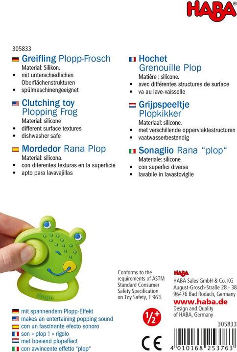 Produktbild Haba Greifling Plopp Frosch