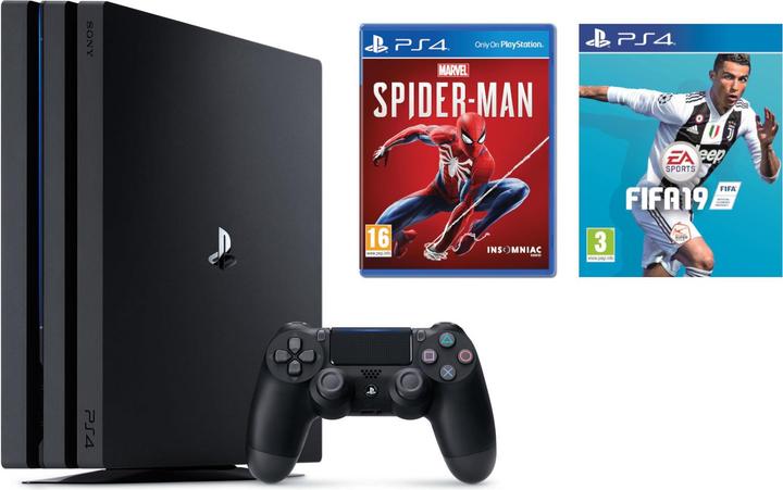 Produktbild Sony PS4 Pro + FIFA 19 + Spider-Man