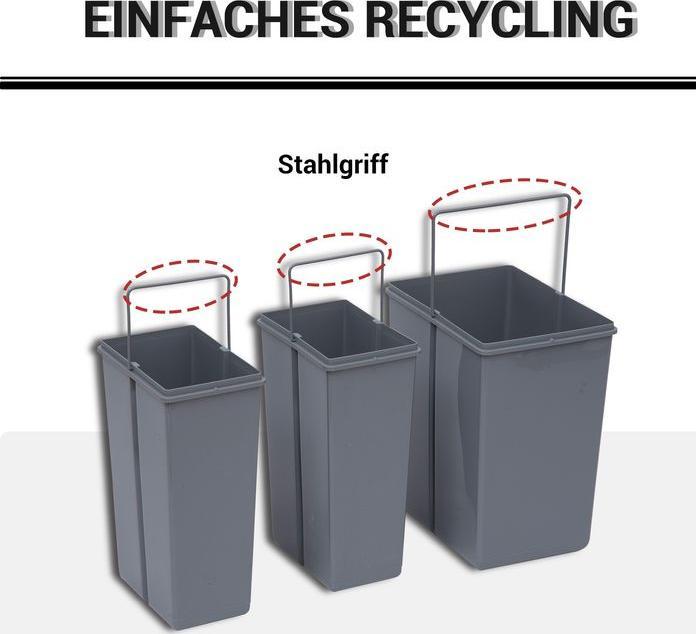 Image du produit Swisshandel24 40L Einbaumülleimer Unterschrank ausziehbarer Müllsammler mit 3 Fächer Grau (40 l)
