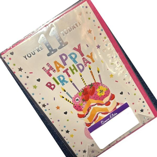 Produktbild Simon Elvin Kuchen Grusskarte 11. Geburtstag 6erPack Karton (6 Stk.)