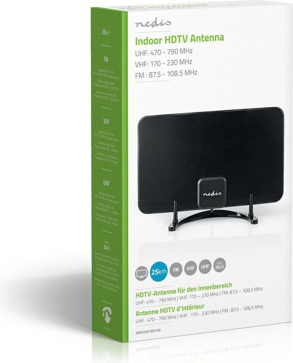 Produktbild Nedis Innenantenne | Aktiv | FM / UHF / VHF | Empfangsbereich: 0-25 km | LTE700 | Verstärkung dBi (b (Zimmerantenne, 26 dB, LTE, DVB-T / -T2)