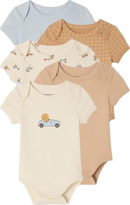 Image du produit Vertbaudet Bio-Kollektion: 5er-Pack Baby Kurzarm-Bodys in Schlupfform (92, 98)