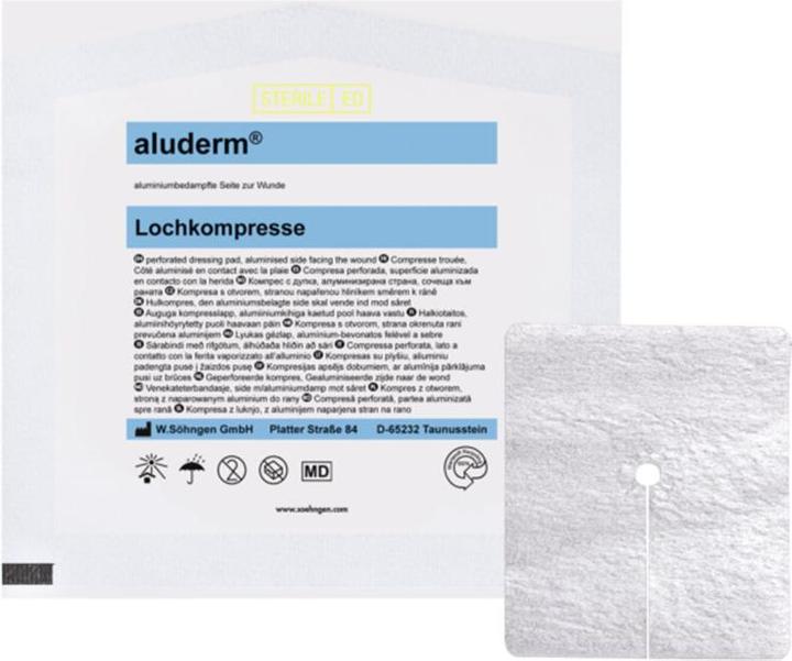 Söhngen aluderm Loch-Schlitzkompresse CH 32-50, 8x9cm, steril