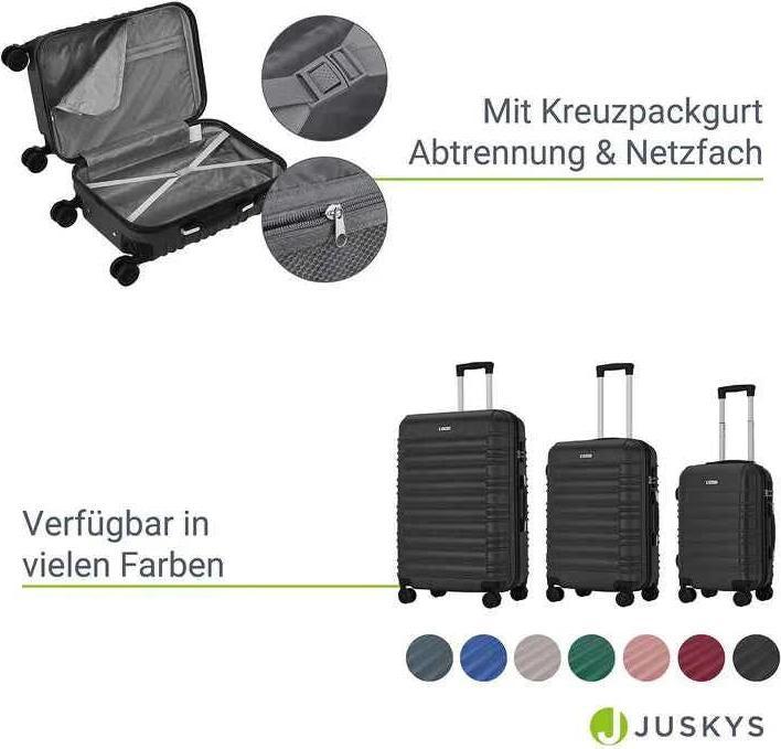 Produktbild Juskys 3-teiliges Hartschalenkoffer-Set mit 360° Rollen (120 l, M (50 - 90l), XL (ab 115l))