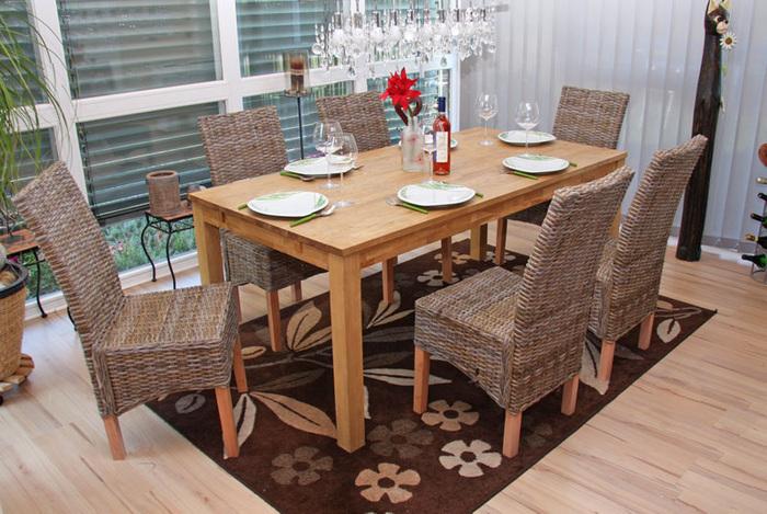 Produktbild Swisshandel24 6x Esszimmerstuhl Korbstuhl Stuhl M44, Kubu-Rattan ohne Sitzkissen