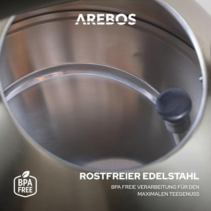 Produktbild Arebos Wasserkocher Retro - Edelstahl (1.80 l)