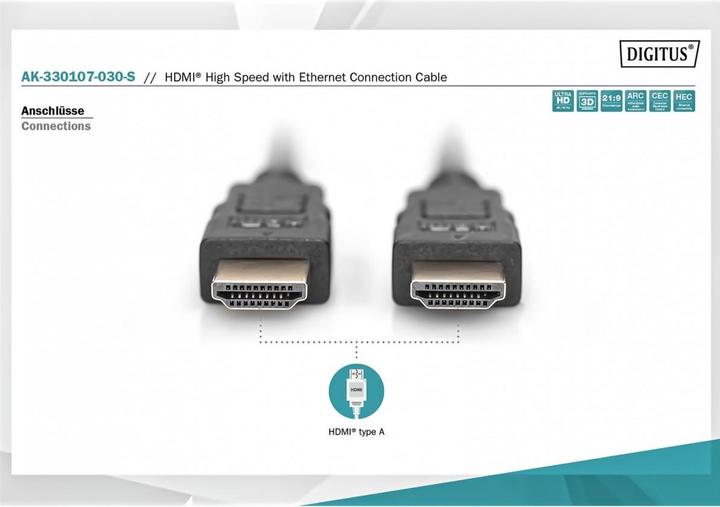Image du produit Digitus HDMI (Typ A) — HDMI (Typ A) (3 m, HDMI)