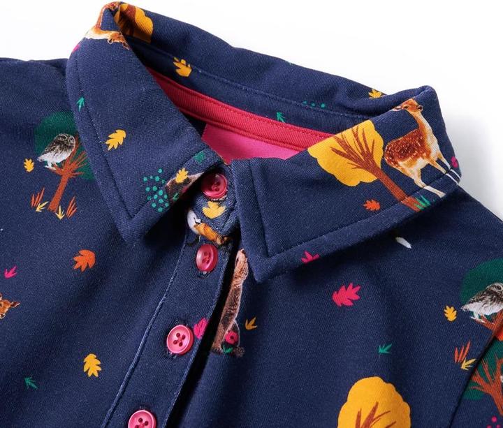 Actual product image VidaXL Children's dress with long sleeves and drawstring navy blue (92)