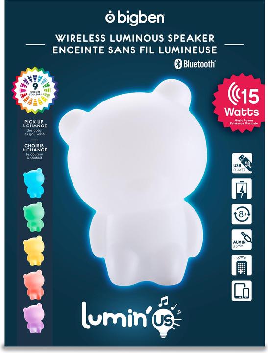 Image du produit Bigben Veilleuse Ours Lumin'Us (8 h, Fonctionnement sur batterie, Fonctionnement sur piles)