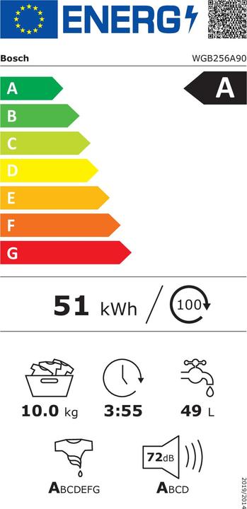 Energie-Label Bosch Hausgeräte Bosch Serie 8 WGB256A90 (10 kg, Links)