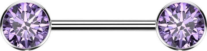 Star Piercing Threadless Barbell silber Scheibe front mit Kristall violett (ohne Messing, Titan G23)