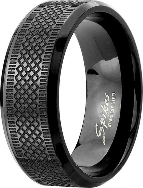 Star Piercing Ring schwarz gerillt (Chirurgenstahl 316L, ohne Messing)