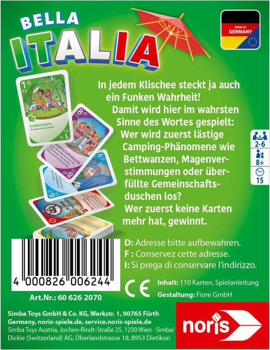 Image du produit Noris Bella Italia - Le jeu de camping (Allemand)