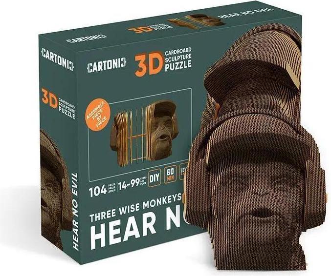 Actual product image Cartonic Monkey ""Hear No Evil"" - 3D cardboard model
