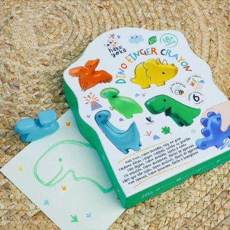 Actual product image Haku Yoka Finger wax crayon Dino (6 x)