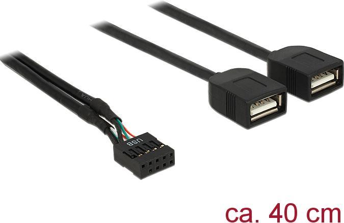 Produktbild Delock Kabel USB 2.0 Typ-A 2 x Buchse auf Pin Header 40 cm (0.40 m, USB 2.0)