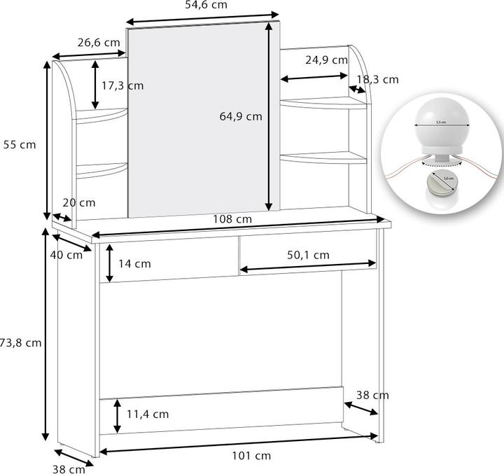 Produktbild Vicco Charlotte (108 x 40 x 139 cm)