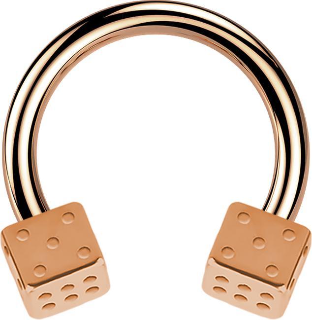 Star Piercing Circular Barbell rosegold mit zwei Würfel (Chirurgenstahl 316L, ohne Messing)