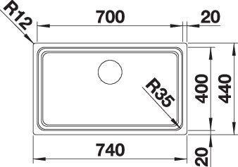 Actual product image Blanco Etagon 700-U (Undermount sink, 74 cm, 44 cm)