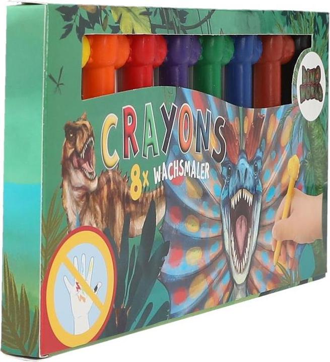 Actual product image Magni Wax crayon Dino World with dino topper 8 colours 8 pieces (Multicoloured, 8 x)
