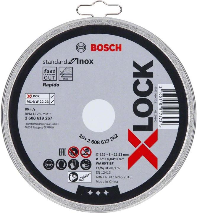 Immagine prodotto Bosch Professional Zubehör Disco da taglio PRO X-Lock in acciaio inox e metallo, 125 x 1 x 22,23 mm
