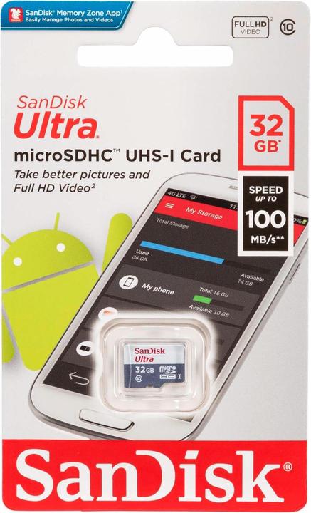 Produktbild SanDisk Ultra (32 GB, microSDHC, U1, UHS-I)