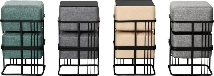 Produktbild En.Casa Multifunktionaler stapelbarer Sitzhocker Tas 2er Set quadratisch Hellgrau