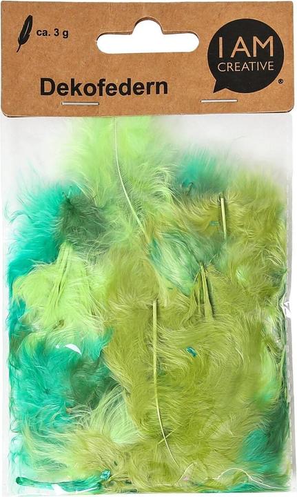 Image du produit I Am Creative Plumes décoratives, plumes pour décorations et pour l'artisanat, mélange vert, 5 - 8 cm, environ...