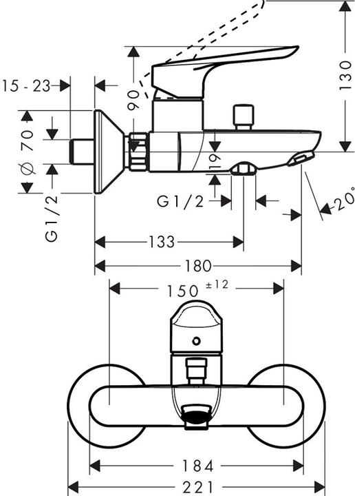 Produktbild hansgrohe BATH MIXER LOGIS E 71403000