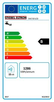 Energie-Label Stiebel Eltron SHZ 50 LCD Wandspeicher, druckfest, gradgenaue Wunschtemperatur, ECO-Funktion, 50 Liter, 1-6 kW